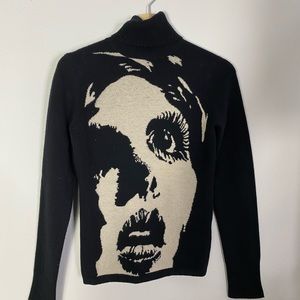 Lucky Brand Black and Cream Turtleneck Sweater